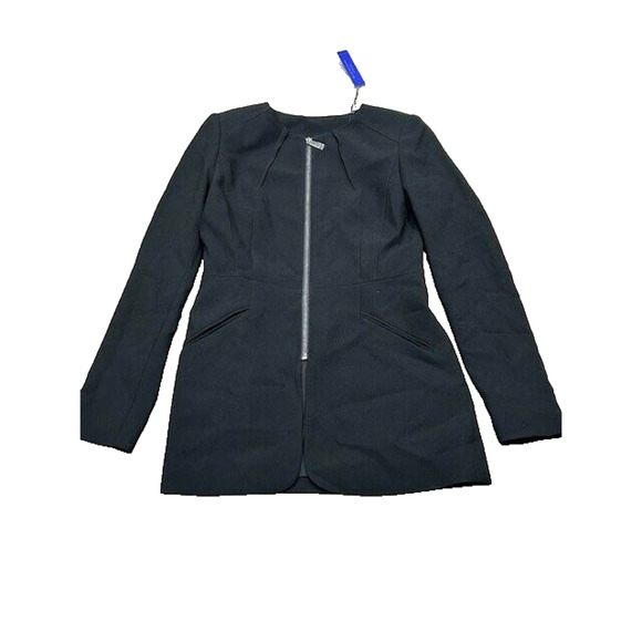 NWT Elie Tahari Womens Zip Front Blazer Jacket Long Sleeve Career Black Size 0 - Picture 1 of 10